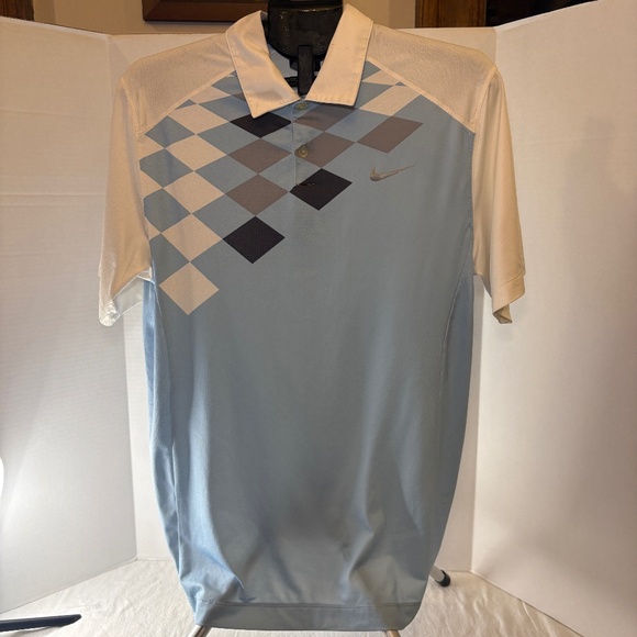 Nike Other - Nike Golf Men's Blue Dri-Fit Short Sleeve Golf Checker Casual Polo Shirt Small